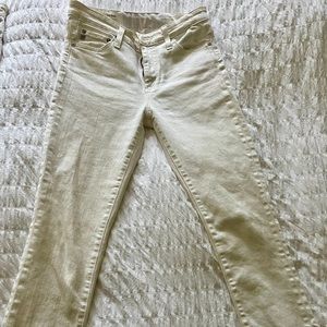 Ag Adriano Goldschmied White Cream Mari Crop High-Rise Slim Straight Jeans